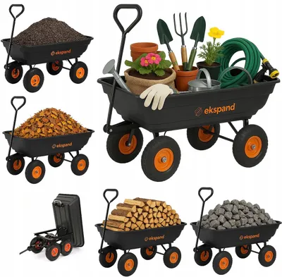 Produktbild von Bollerwagen - Handwagen faltbar - Gartenwagen 3in1 - Schwarz - 90L - Robuste Konstruktion - Hohe Tragfähigkeit bis 250kg
