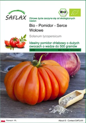 Zdjęcie produktu dla SAFLAX - Bio - Pomidor - Serce Wołowe - 10 Nasiona - Solanum lycopersicum