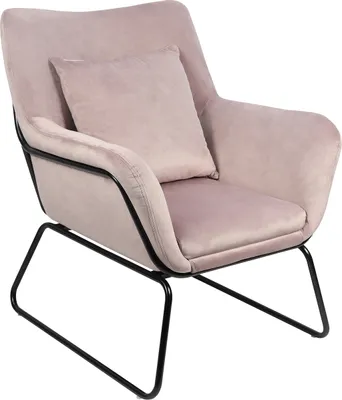 Produktbild von SalesFever Relaxsessel mit Samtbezug | inkl. Sitz- und Rückenkissen | Gestell Metall | B 68 x T 75 x H 82 cm | rose – schwarz