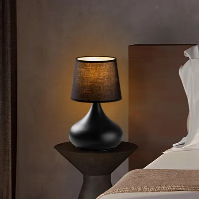 Produktbild von Opviq, Hochwertige Tischlampe (E27, 40W) Schwarz, Metallkörper, 30x30x53 cm