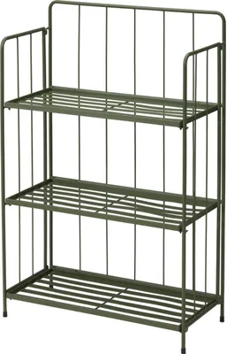 Zdjęcie produktu dla Regał na kwiaty metalowy, zielony, 3 poziomy, 90 cm