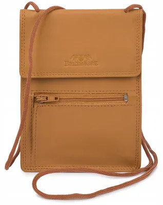 Produktbild von Reiseetui aus Leder, Dokumententasche für den Hals, Reisepassetui, Braun