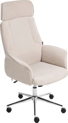 Zdjęcie produktu dla BELIANI Krzesło biurowe jasnobeżowe welurowe tapicerowane obrotowe regulacja wysokości ergonomiczne oparcie