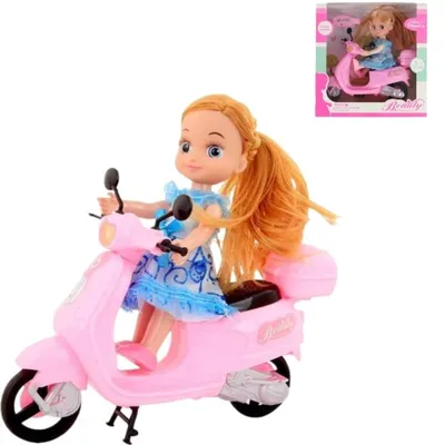 Obrázok produktu pre Krása bábiky Motocykel ružová/modrá 22 cm