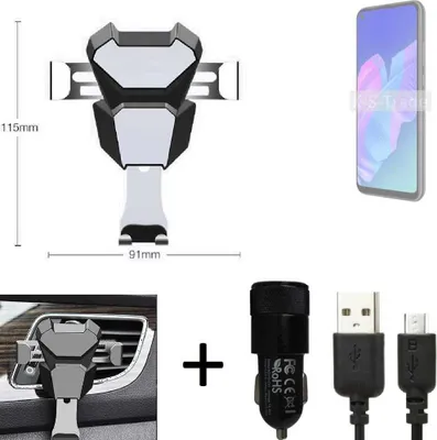 Produktbild von K-S-Trade KFZ Halterung kompatibel mit Huawei P40 lite E Halterung Lüftungshalterung Lüftungsschlitz schwarz-silber Autohalterung Handy inkl. KFZ