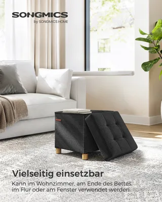 Produktbild von SONGMICS Sitzhocker, 37L, klappbare Sitztruhe, Aufbewahrungsbox, Schwarz