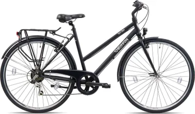 Zdjęcie produktu dla Rower trekkingowy KCP City One 28 cali, rower miejski, przeznaczony dla osób o wzroście 155–175 cm, 7 biegów, kolor czarny, rozmiar ramy 53 cm