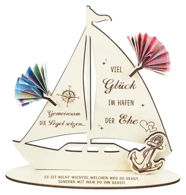 Productafbeelding van Geldgeschenk voor huwelijk van hout met 3D design