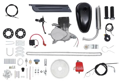 Immagine prodotto di Kit motore a benzina per bicicletta - Motore a 2 tempi da 100 cm³ - Kit per bicicletta - Monocilindrico - Raffreddato ad aria - Pignone da 44 denti - Per aumentare la velocità