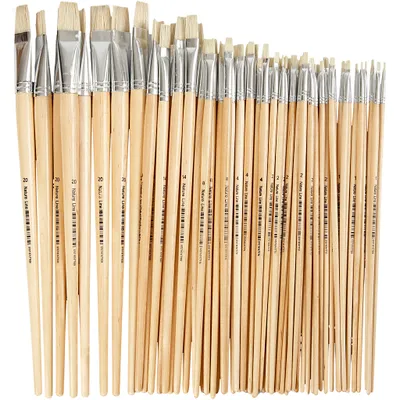 Produktbild von Creativ Company Pinselset Nature Line langer Stiel 64 Stück Malen