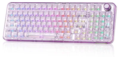 Image de Clavier de jeu mécanique, violet - Tri-mode (sans fil et filaire) - Rétroéclairage RGB