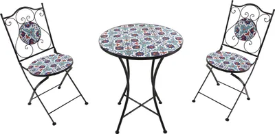 Produktbild von AXI Amélie Bistroset 3-teilig mit Mosaik Design in Hellblau | Bistrotisch mit 2 Stühlen | Bistro Gartenmöbel Set für Garten / Balkon / Terrasse |