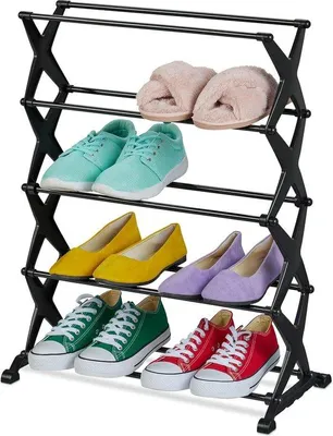Produktbild von Famanu Schuhregal 10 Paar - 66x50x25 cm - schmal - 5-lagig - Metall und Kunststoff - schwarz