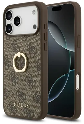 Obrázek produktu pro Guess – Hardcase 4G Ring Stand pouzdro pro iPhone 17 Pro Max – hnědé