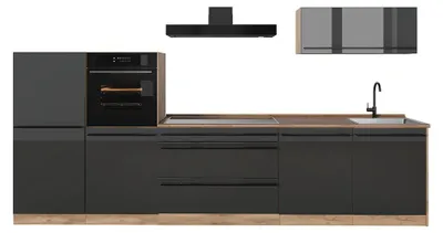 Imagen del producto de Mueble de cocina Vicco R-Line Antracita alto brillo/Roble dorado 340 cm sin encimera, Model 66528