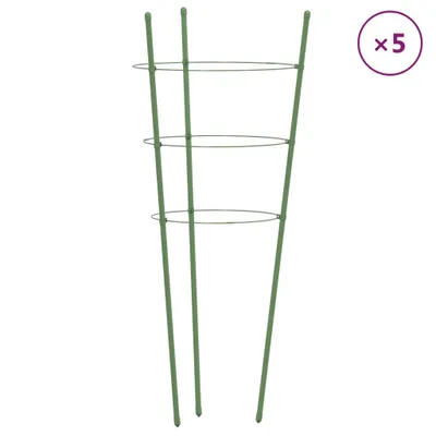 Obrázok produktu pre vidaXL Podpery na rastliny s 3 krúžkami 5 ks Zelená 60 cm Oceľ