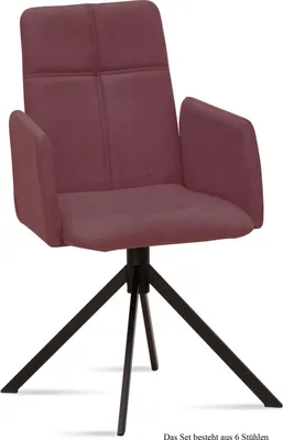 Produktbild von Armlehnstuhl (6er-Set) Druci 52x92x60 Schwarz/Marsala