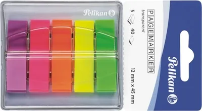 Produktbild von Pelikan Pagemarker 132, Flexibles Lesezeichen, Grün, Orange, Pink, Violett, Gelb, 12 mm, 45 mm, 200 Stück(e)