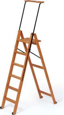 Produktbild von Arredamenti Italia Trittleiter Leiter 170/6 TUSCANIA Holz Braun 6 Stufen 50x206 cm zusammenklappbar
