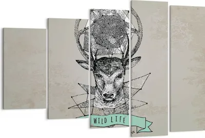 Produktbild von Bild auf Leinwand - Leinwandbild - Hirsch Geweih Wald - 150x100cm - Wand Bild - Wanddeko - Leinwanddruck - Bilder - Kunstdruck - Wanddekoration - Leinwand bilder - Wandkunst - EG150x100-3072
