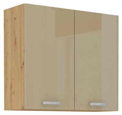 Produktbild von Hängeschrank 80 Eiche Artisan Cappuccino Hochglanz Küchenzeile Küchenblock Küche