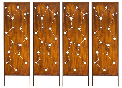 Produktbild von Sichtschutz Metall 4x - 160 x 50 cm - Edelrost - Rostoptik Sichtschutz für Garten - Sichtschutzelement - Sichtschutzwand - Gartendekoration Zaun Rost