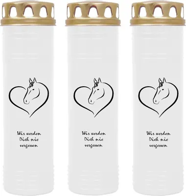Produktbild von Grabkerze Weiß 3er Pack, Brenndauer: 170 Stunden ( je Kerze ), Motiv: Herz