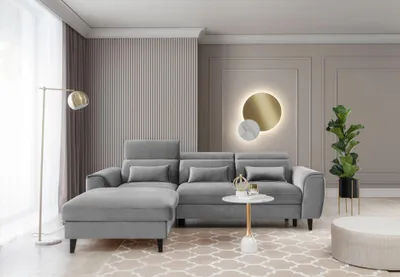 Obrázek produktu pro Elegantní rohová sedací souprava SUNNIVA - šedá, levý roh