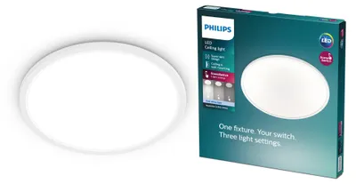 Produktbild von Philips Funktional Super Slim Deckenleuchte, 15 W, LED, Nicht austauschbare(s) Leuchtmittel, 4000 K, 1500 lm, IP20, Weiß