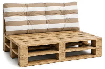 Produktbild von Palettenkissen Outdoor Rückenkissen 120x40 cm Europaletten Weiß-beige gestreift