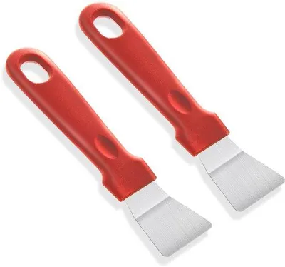 Produktbild von 2-teilig RVS Grillreiniger für den Ofen und Grill - Ideal für die Entfernung von Schmutz und Fett aus dem Ofen, Grill oder Boden - Rote Ausführung