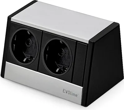 Produktbild von EVOline® R-Dock Aluminium SCHWARZ-SILBER mit 2 x VDE Steckdosen / Steckdoseneinheit / Steckdosen