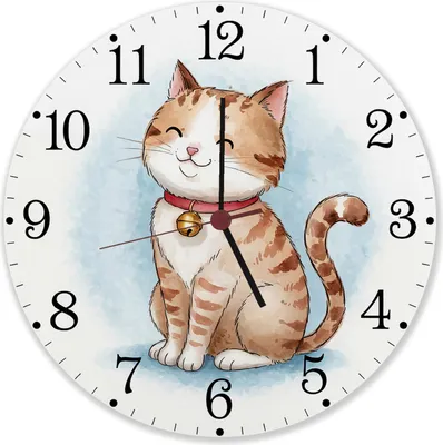 Produktbild von Happy Cat Time Aquarell Katzen Wanduhr aus Alu für Katzenliebhaber