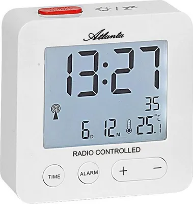 Produktbild von Atlanta 1882/0 Wecker Funk Funkwecker digital weiß eckig mit Licht Temperatur