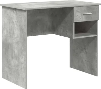 Produktbild von vidaXL Schreibtisch mit Regal Beton Grau 90 x 49 x 75 cm Holzwerkstoff