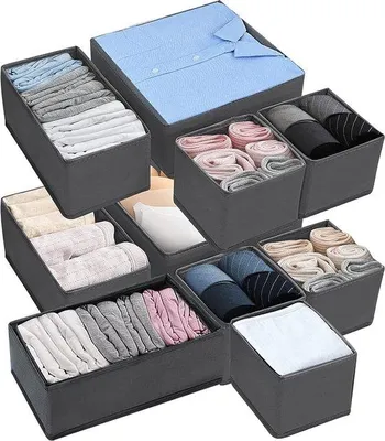 Produktbild von Famanu Aufbewahrungsboxen Set von 10 - Organizer für Unterwäsche, Socken und Bücher