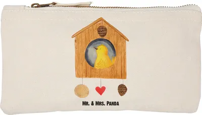 Produktbild von Mr. & Mrs. Panda Federtasche Vogelhaus Home Größe S Klein - Weiß - Geschenk, Etui, Sweet, Beauty Bag, Lustige Sprüche, Umzug, Haus, Schlampermäppchen, pencil case, Vogel
