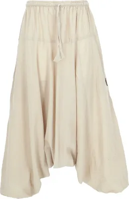 Produktbild von Haremshose Pluderhose Pumphose Aladinhose aus Baumwolle - Beige, Damen, Creme-weiß, Hosen