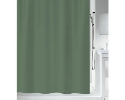 Produktbild von Spirella Anti-Schimmel Duschvorhang - Anti-Bakteriell, waschbar, wasserdicht - Polyester, „Primo “ 180 x 200 cm dunkelgrün