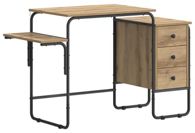 Image de Bureau avec espace de rangement, en chêne artisanal, dimensions : 120 x 50 x 75 cm