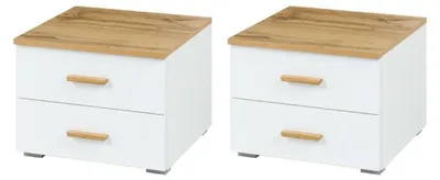 Produktbild von Masseno Nachttisch OSVIN Nachtschrank Beistelltisch für Schlafzimmer 46,2 x 35 x 40,8 cm Weiß