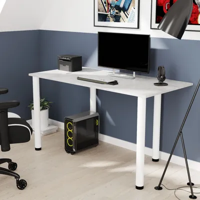 Produktbild von AKKE Beton Schreibtisch mit weiße beine LxBxH: 110x65x74 cm