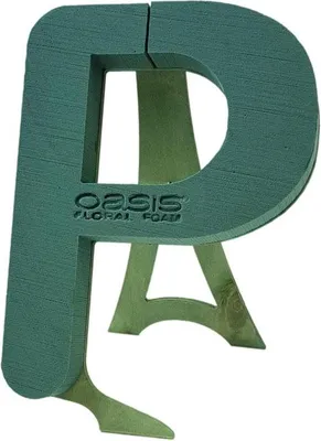 Produktbild von OASIS® Nass Steckschwamm Buchstabe P Melba, Bioline Holzunterlage, Holzständer, grün, 40x37x5cm - Nasssteckschaum