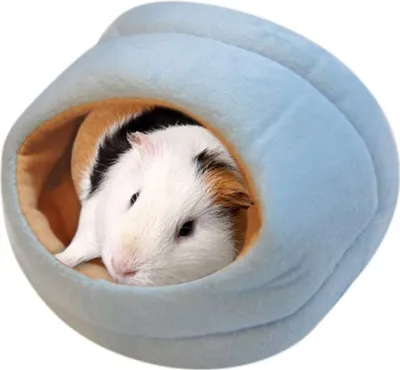 Produktbild von Kleines Tiernest, kuscheliges, warmes Plüsch-Baumwoll-Schlafbett, Höhlenzubehör für Hamster, Meerschweinchen, Chinchilla, blau, groß