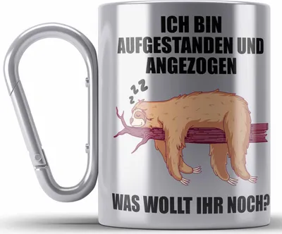 Produktbild von Trendation - Fauler Kollege Geschenk Arbeitskollege Lustige Edelstahl Tasse Karabiner mit Sprüchen Kollegin (Silber)
