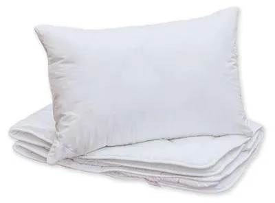 Produktbild von Decke 90 x 135 cm mit Kissen 45 x 65 cm für Kinderbett, weiß