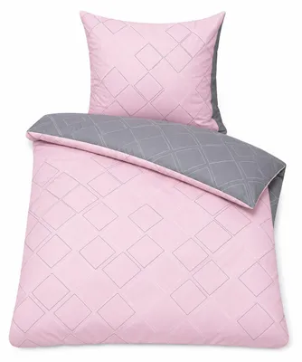 Produktbild von Davos Janine Biber Bettwäsche 2tlg grau rosa 65102-08| Bettwäsche-Set aus 100% Baumwolle | 2 teilige Wende-Bettwäsche 135x200 cm & Kissen 80x80 cm | Nordic nordisch Style Muster, KI-generiertes Bild