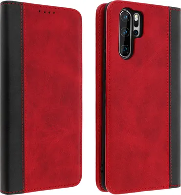 Produktbild von Avizar, Kunstlederetui mit Kartenfächern, Standcase für Huawei P30 Pro, Rot