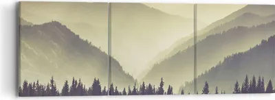 Produktbild von Bild auf Leinwand - Leinwandbild - Berge Wald Natur - 90x30cm - Wand Bild - Wanddeko - Wandbilder - Leinwanddruck - Bilder - Kunstdruck - Wanddekoration - Leinwand bilder - Wandkunst - CA90x30-3820