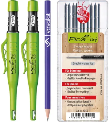 Produktbild von Pica Dry Set - 2x Stift automatisch mit 10x Dry Minen H Graphit, unerlässlich fü